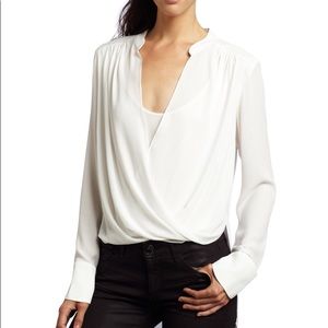 BCBG Jaklyn draped-front blouse NWT